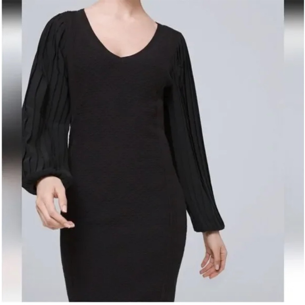 WHITE HOUSE BLACK MARKET Black Long Sleeve Sweater Dress XS
